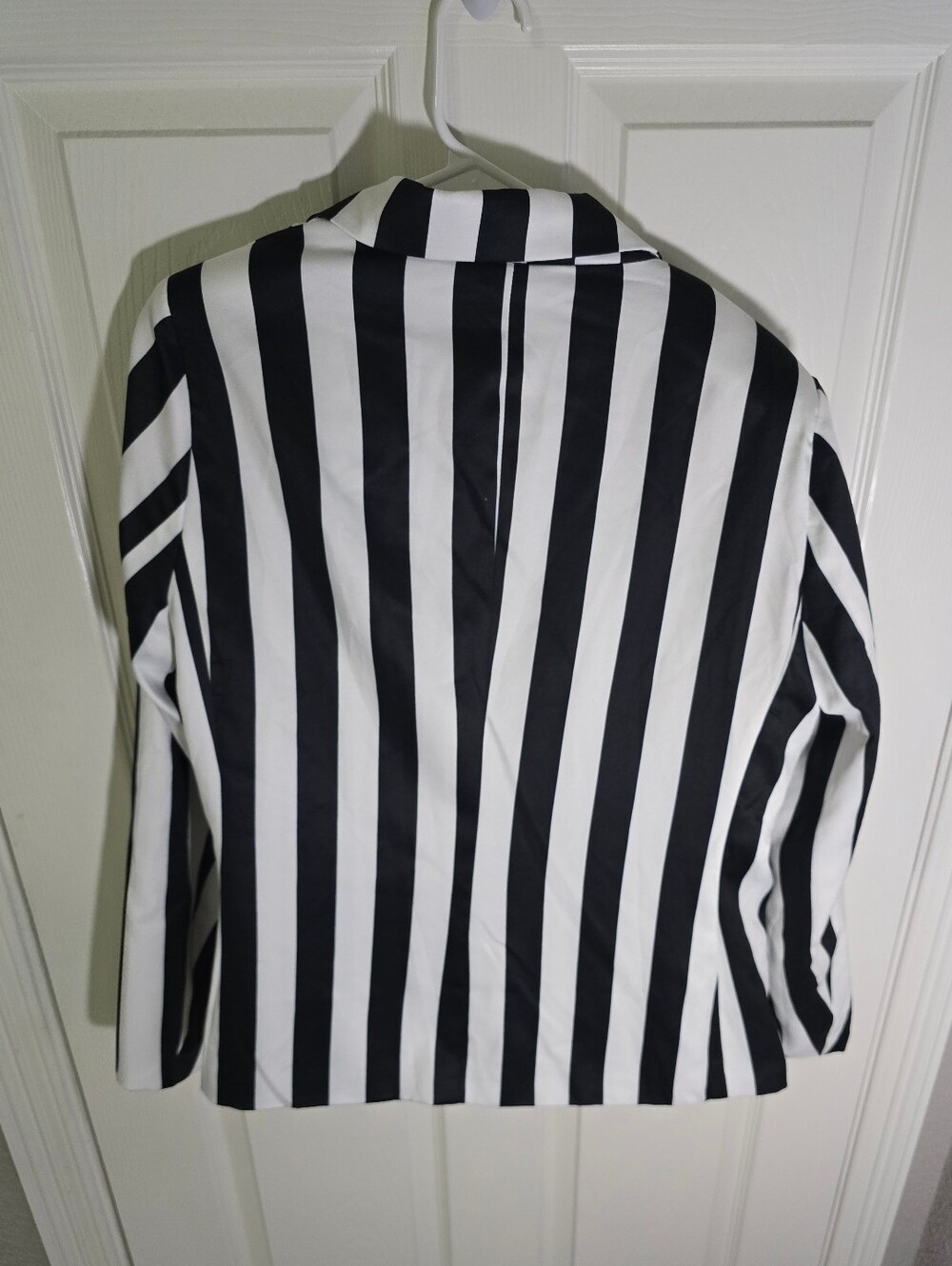 NWT Moxeay Womens Black White Striped Beetlejuice Halloween Blazer XL - Picture 7 of 11